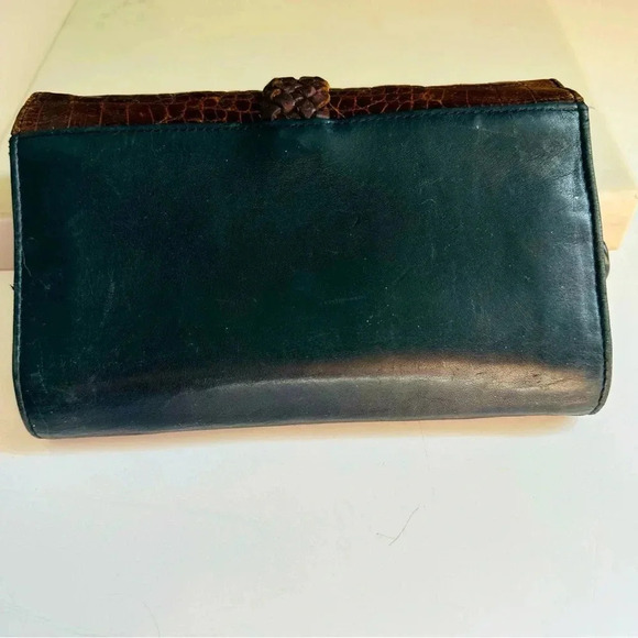 Vintage Brighton Croc Embossed Tri-Fold Leather Organizer/Wallet - Picture 3 of 14